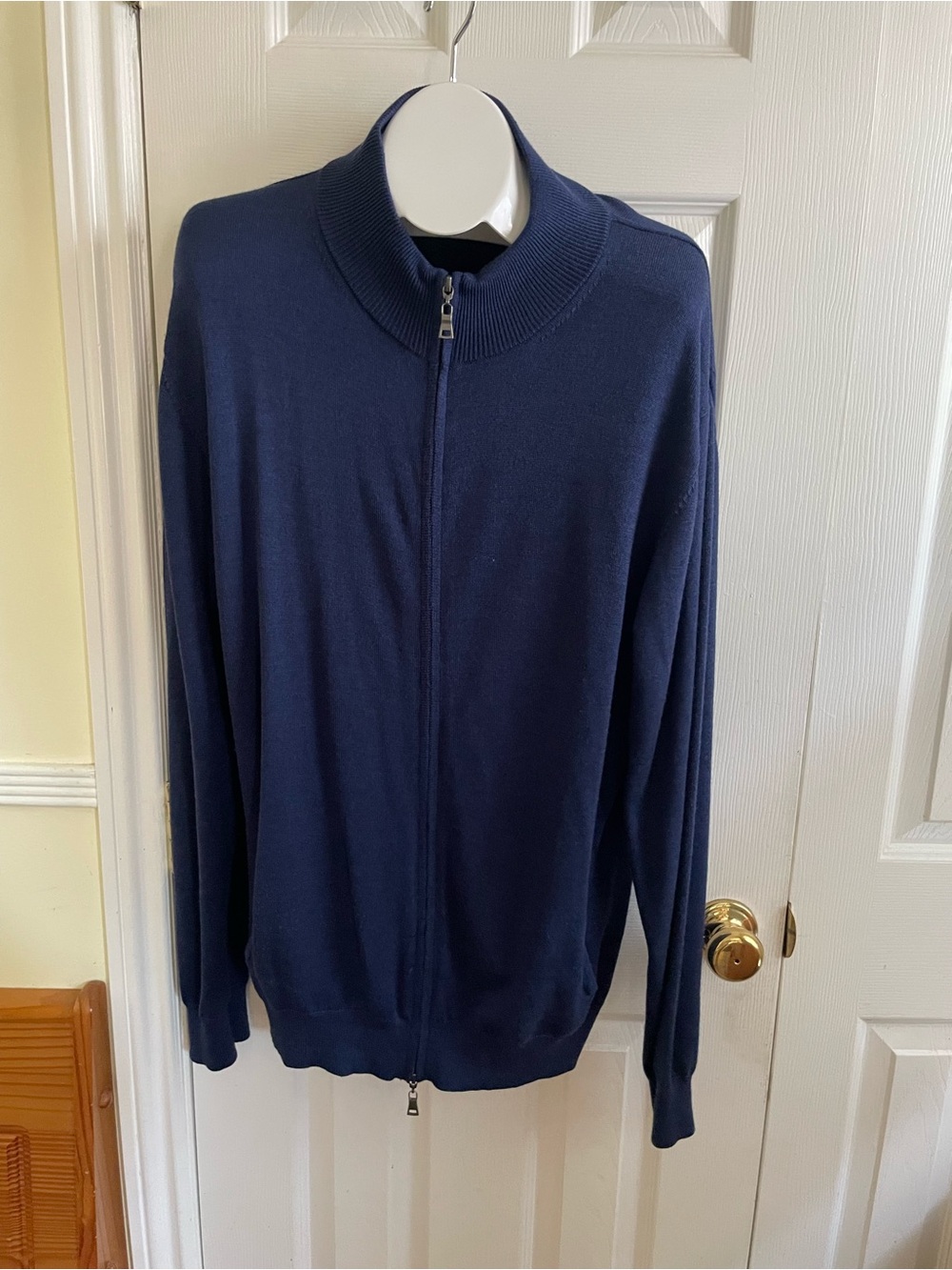 Men's Navy Neiman Marcus Full-Zip Mock Neck Sweater